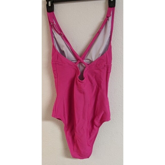 NWT~ CUPSHE Pink Ribbed One Piece "Tummy Contouring" Swimsuit SMALL - Picture 4 of 9